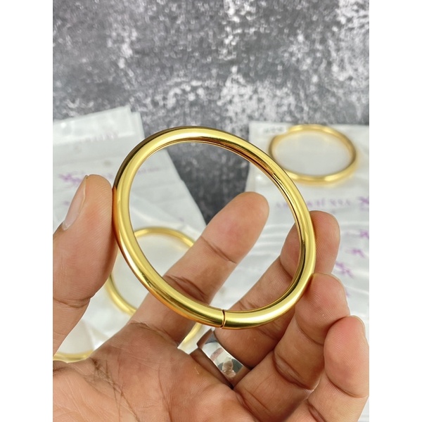 VÒNG TRƠN NỮ 5MM CÓ KHOÁ GÀI MẠ VÀNG 24K CAO CẤP