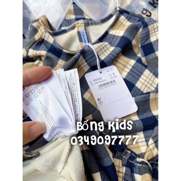 Váy Thu Bé Gái Kẻ Nhún Navy MOR