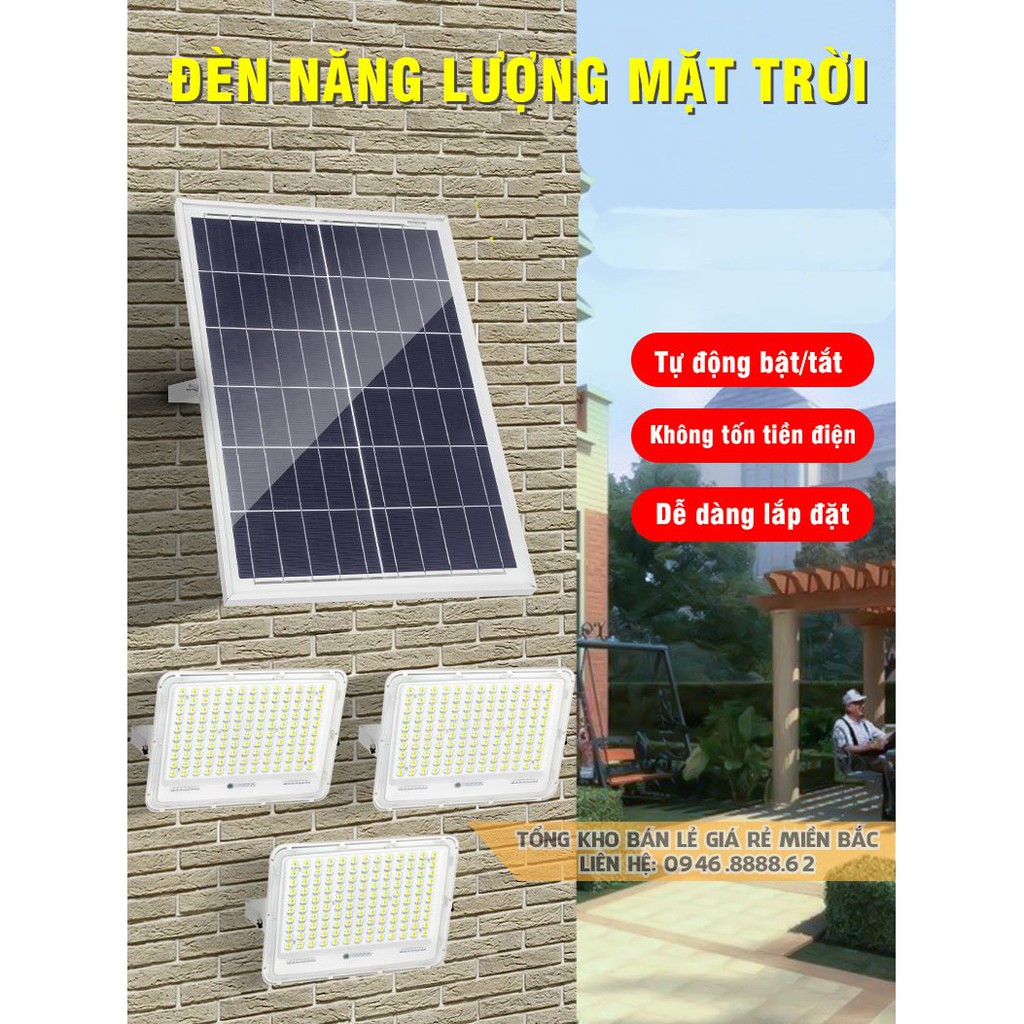 Đèn năng lượng mặt trời 200w nhiều led nhất thị trường kèm tấm pin rời, remote, tặng dây dài 5m