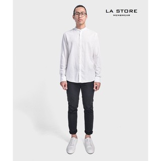 Áo sơ mi cổ trụ Routine - Sơ mi trắng vải đũi - linen cực xịn -SM1021020
