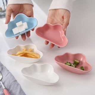 Đĩa sứ ăn dặm hình đám mây cao cấp 4 màu cho bé