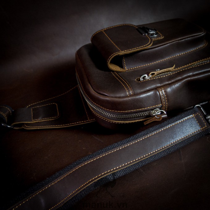 Túi chéo da bò thật, da bò sáp nhập khẩu cao cấp Pocket sling bag - Manuk vn Leather Design | BigBuy360 - bigbuy360.vn