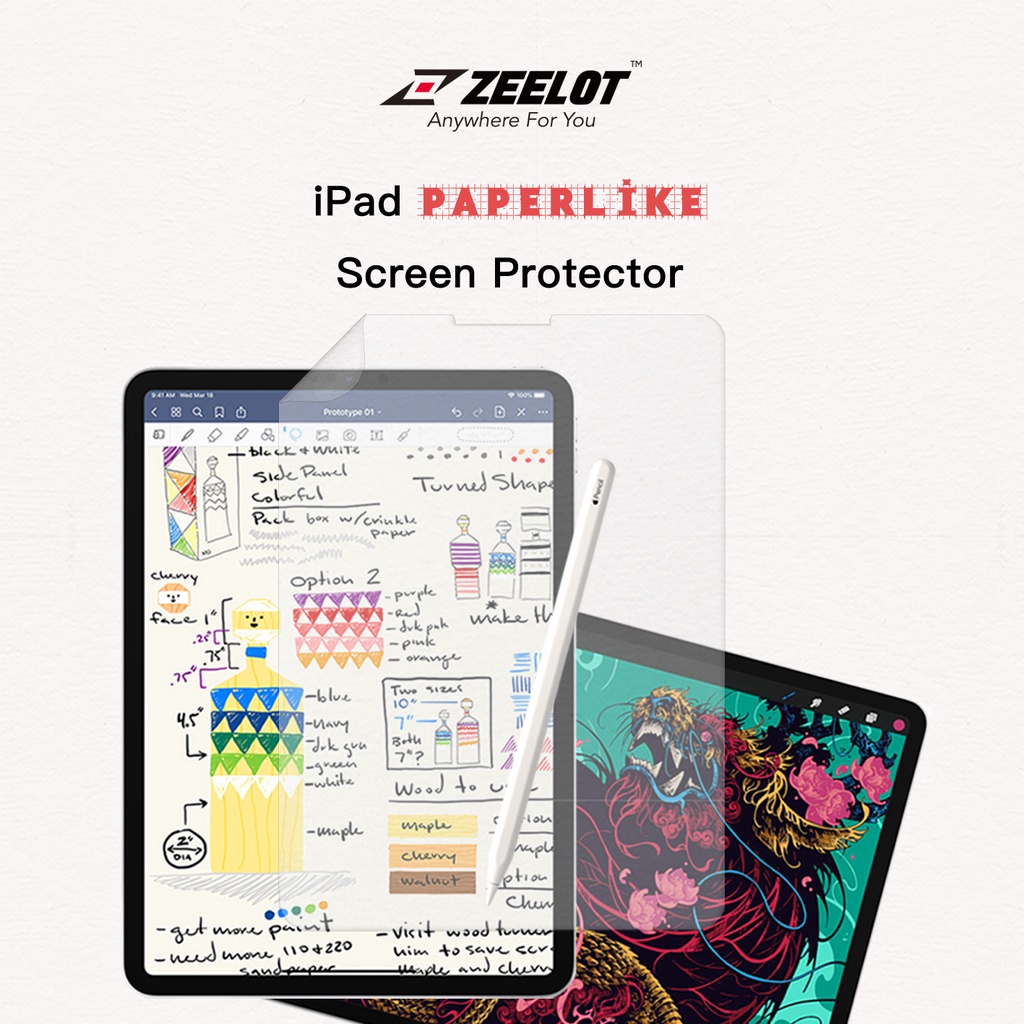 Miếng Film Dán Màn Hình Nhám Zeelot Paper Like Cho iPad Pro 11/ Pro 12.9/ Air 10.9/ Ipad 10.2/ Mini 5