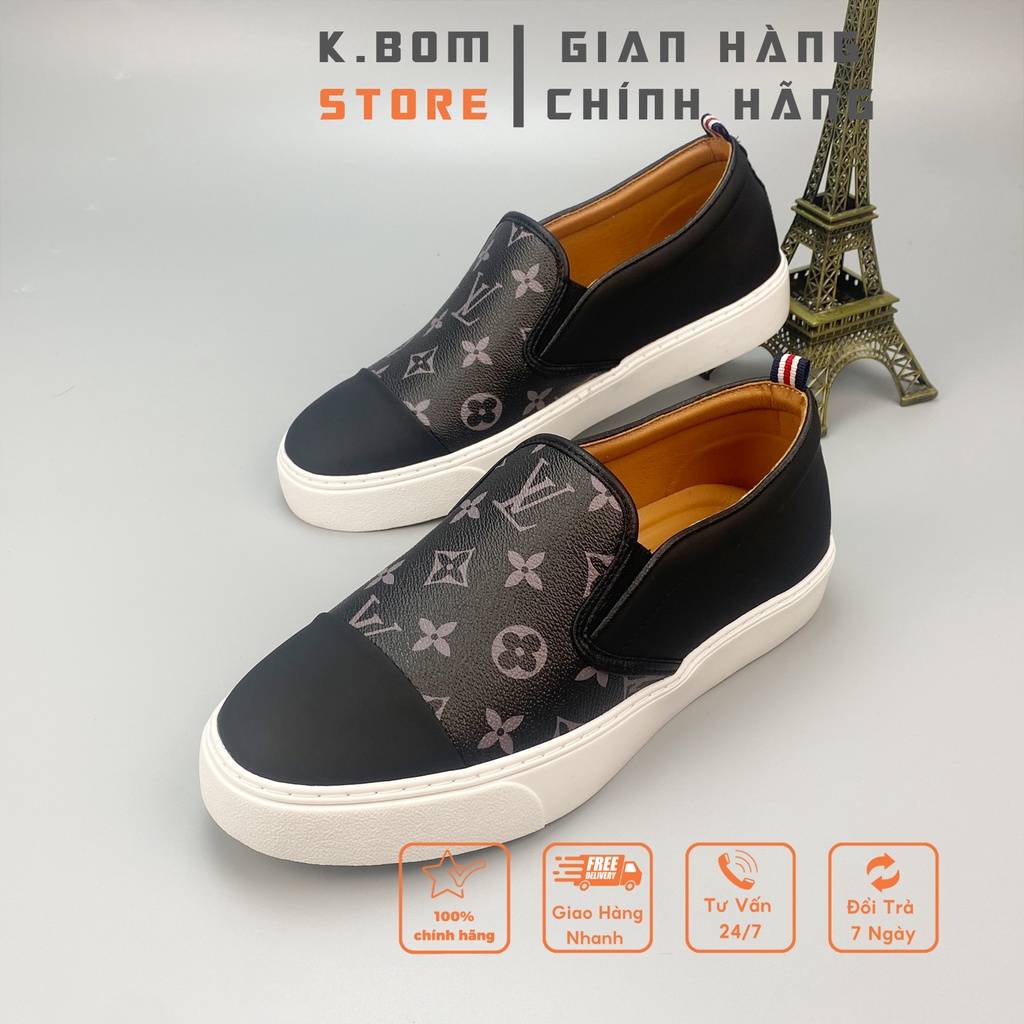 Giày Lười Nam Slipon  LV D26  - Giày Nam Đẹp In hoạ tiết
