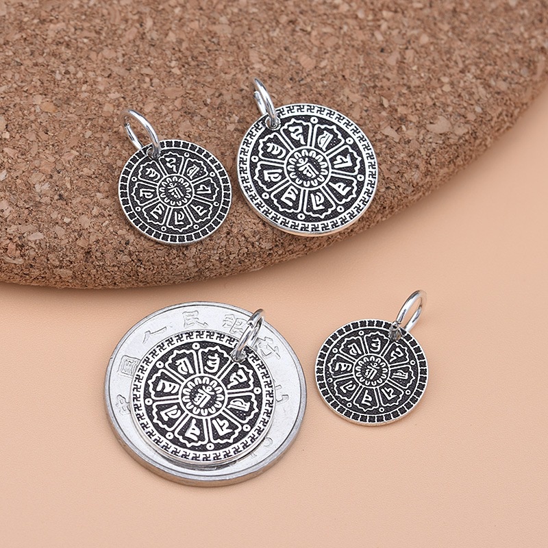 █diy゜ S925 Bạc●Mặt Trang Sức Hình Tròn Bằng Bạc S925 Phong Cách Retro