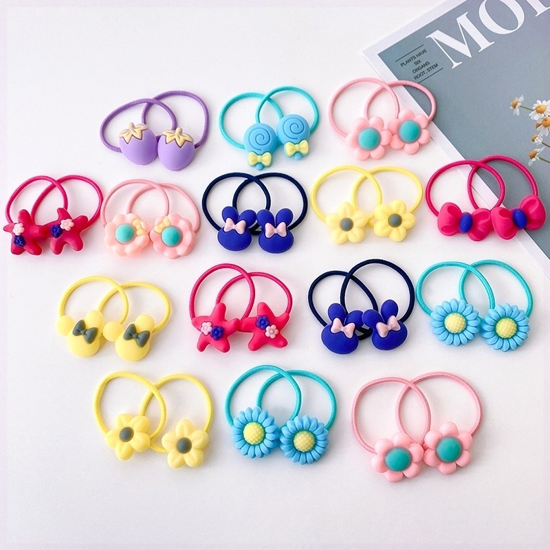 Set 10 thun buộc tóc cho bé hình hoa quả