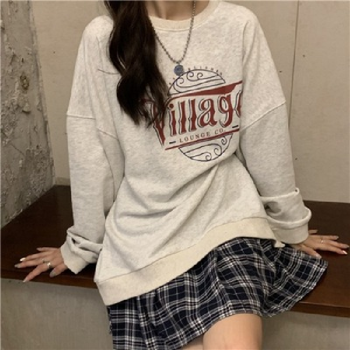 Áo sweater cổ tròn dáng rộng in họa tiết chữ thời trang mùa đông dành cho nam và nữ