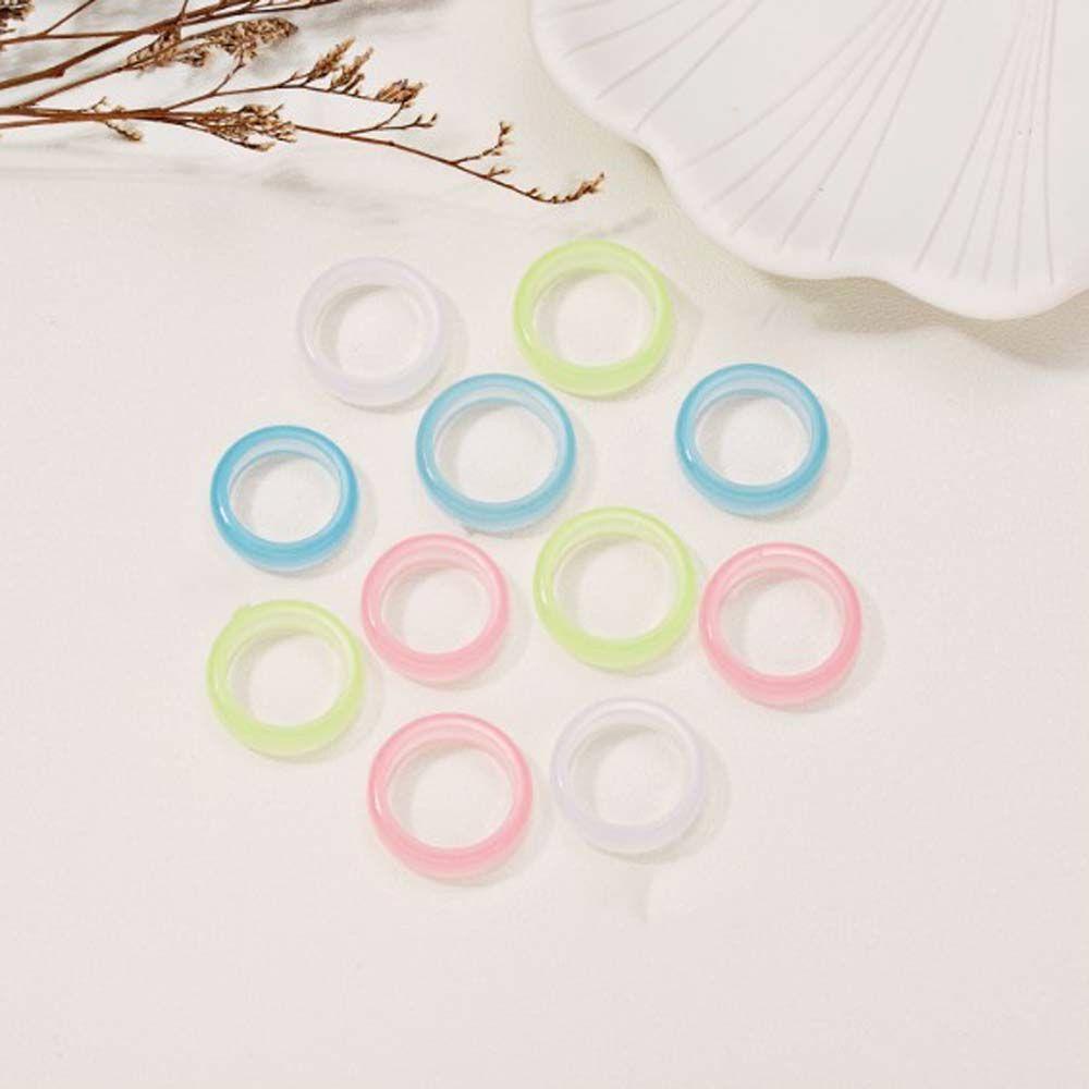 Bộ 10 Nhẫn Phát Sáng Độc Đáo Làm Quà Tặng|Nhẫn Acrylic Hàn Quốc Màu Sắc Dạ Quang