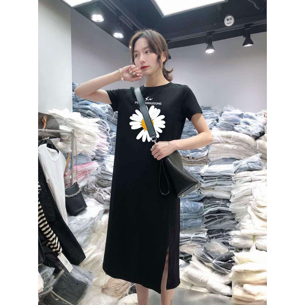 Đầm Suông Form Rộng Liệu Mềm Mát Thoải Mái In Hình Bông Cúc Thanh Cao Năng Động Bắt Kịp Xu Hướng TTDS0123