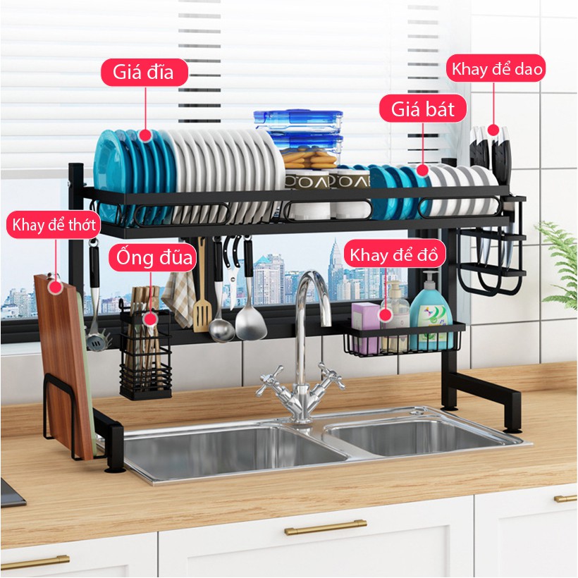 Kệ chén đa năng chất liệu thép carbon sơn tĩnh điện, kệ để bát đĩa tiện lợi