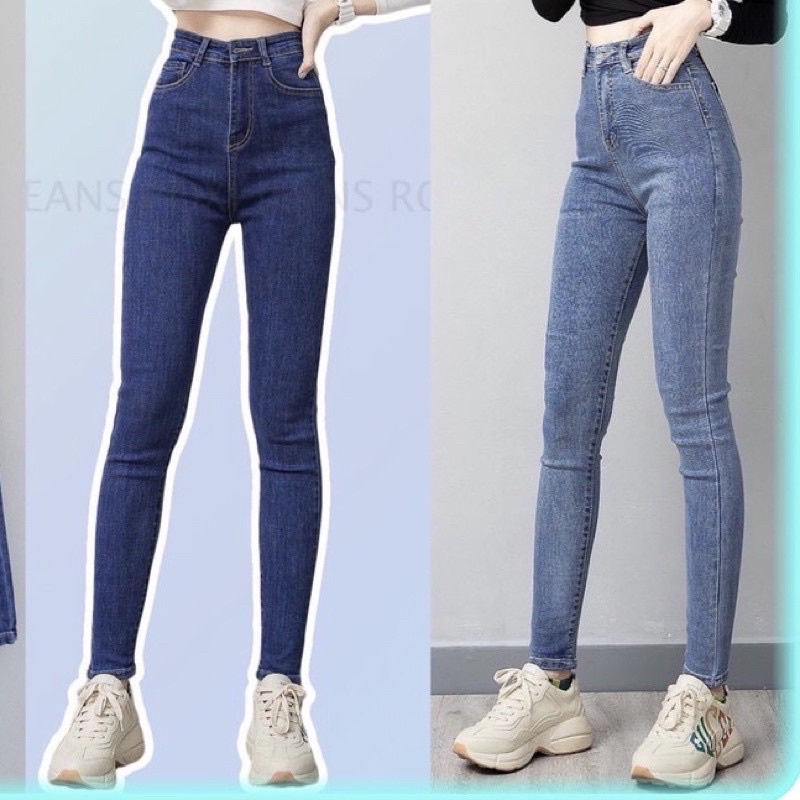 Quần Jeans Nữ Lưng Cao Cạp Trơn Mặc Siêu Hack Dáng(Hàng có sẵn)
