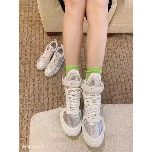 Giày thể thao sneaker lv bạc hoa văn chìm fullbox