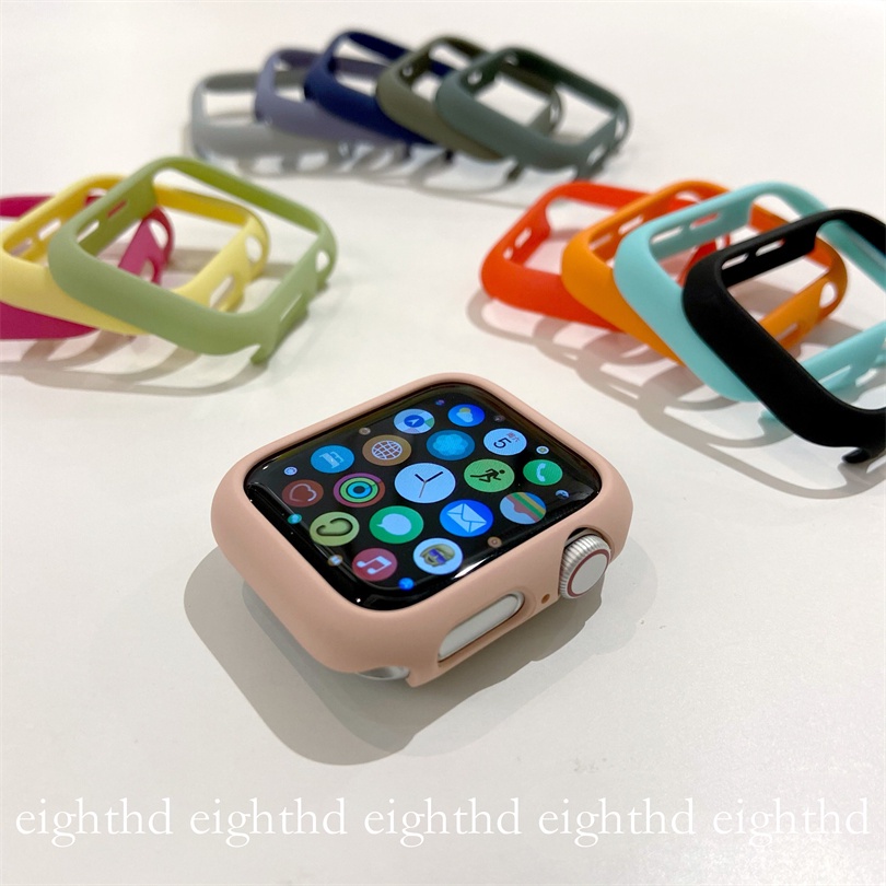 Ốp Bảo Vệ Nửa Mặt Đồng Hồ Thông Minh Bằng PC Kích Thước 41mm 45mm 44mm 42mm 40mm 38mm 7 6 SE 5 4 3 2 1