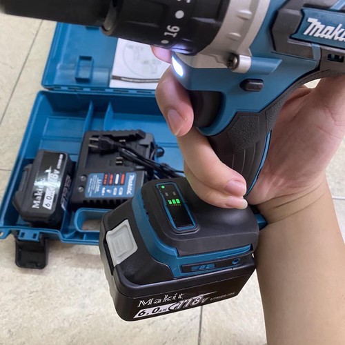 KHOAN từ MAKITA 199V động cơ KHÔNG CHỔI THAN - hàng chất lượng PIN 10CEL - lõi đồng 100% + đèn báo dung lượng