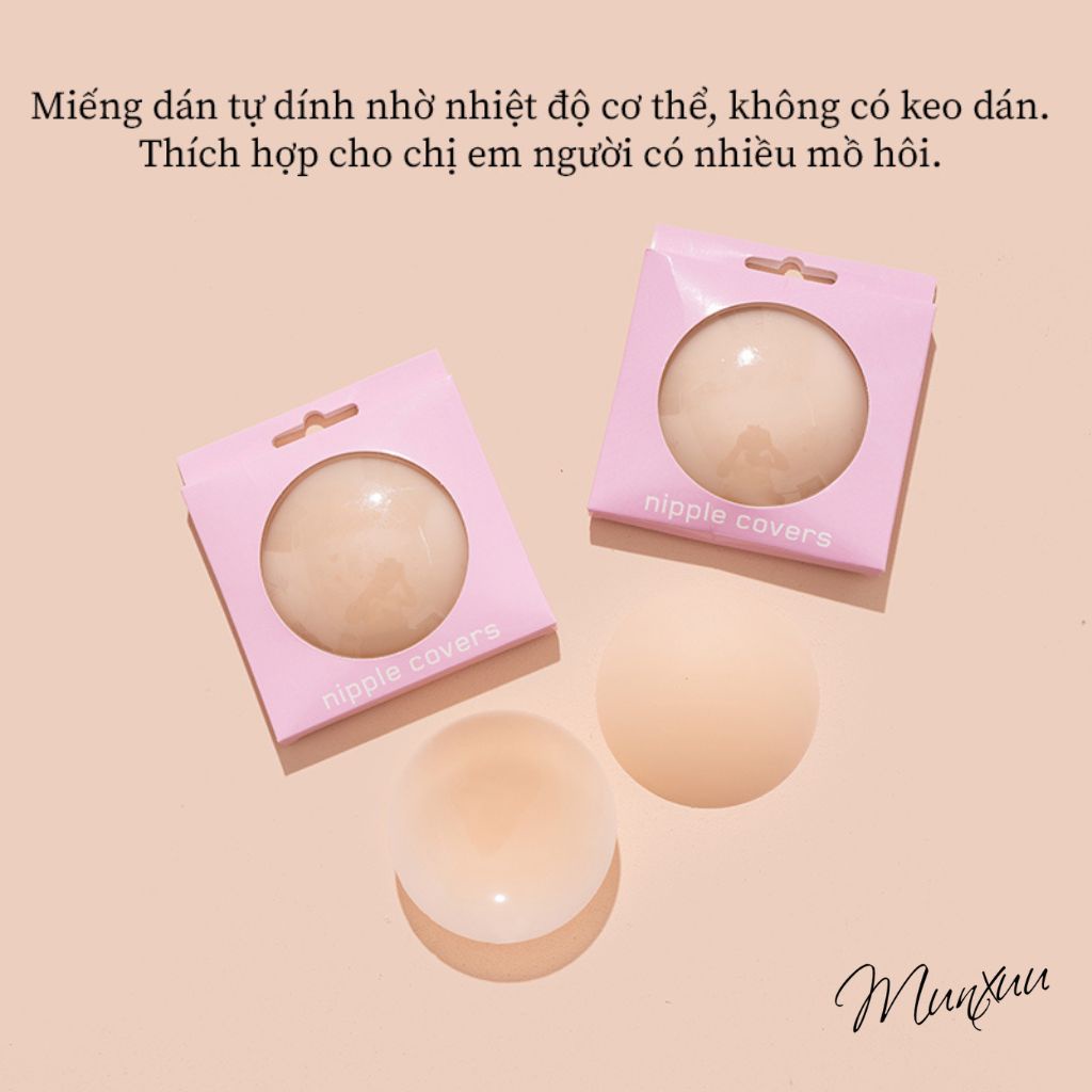 Combo miếng dán ngực tự thân MUNXUU, dán ngực silicon mềm mỏng không keo tự dính siêu chắc - MD02
