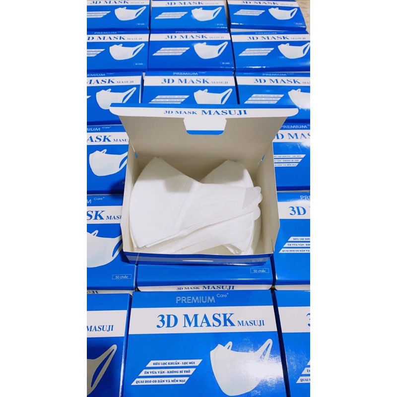 (Chính hãng) Hộp 50 chiếc khẩu trang 3D Mask Masuji kháng khuẩn Công Ty