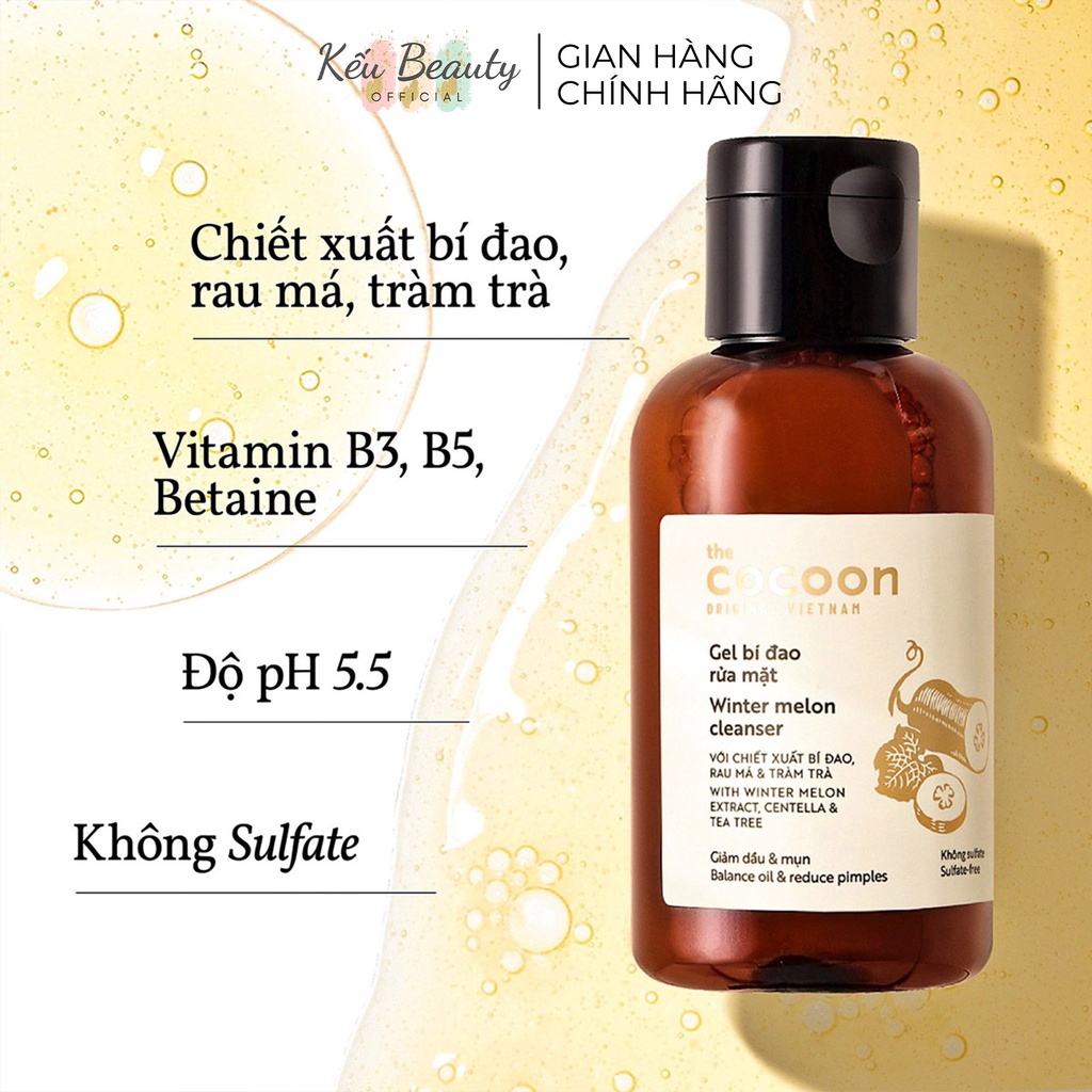 Gel rửa mặt bí đao Cocoon Winter Melon Cleanser kiềm dầu giảm mụn ẩn 140ml