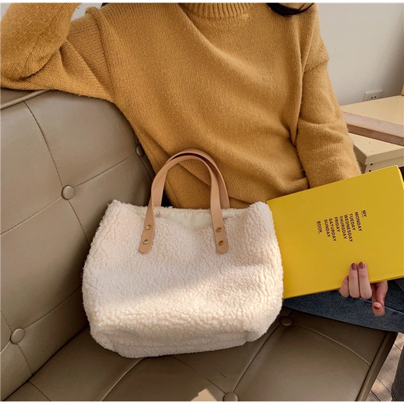 Ielgy Túi Xách Lông Cừu Phiên Bản Hàn Quốc Bắn Đường Phố
