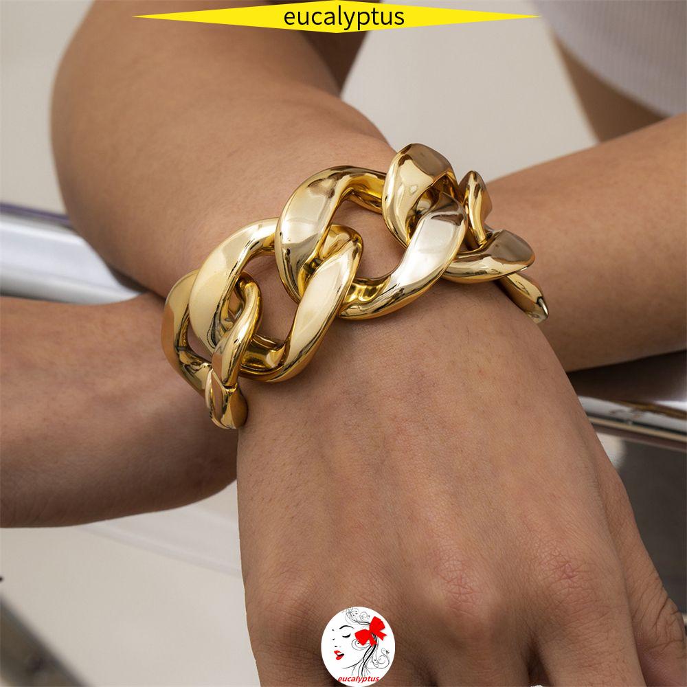 Vòng Đeo Tay Kiểu Dây Xích Bản Rộng Dày Dặn Phong Cách Hip Hop Thời Trang Cho Nam Và Nữ