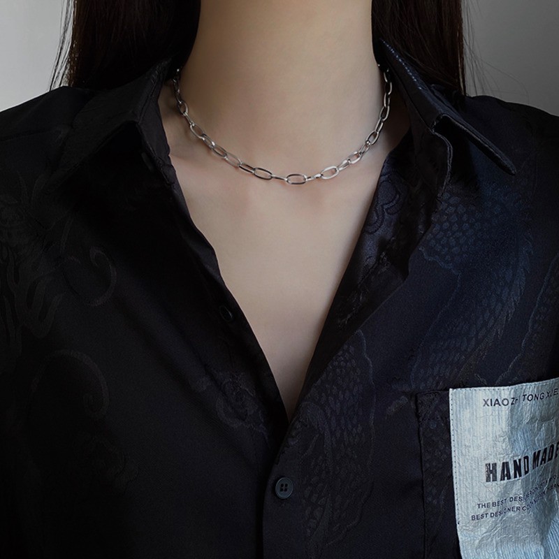 Vòng cổ Sợi Xích Ngắn Phong Cách hip hop Đơn Giản Cá Tính