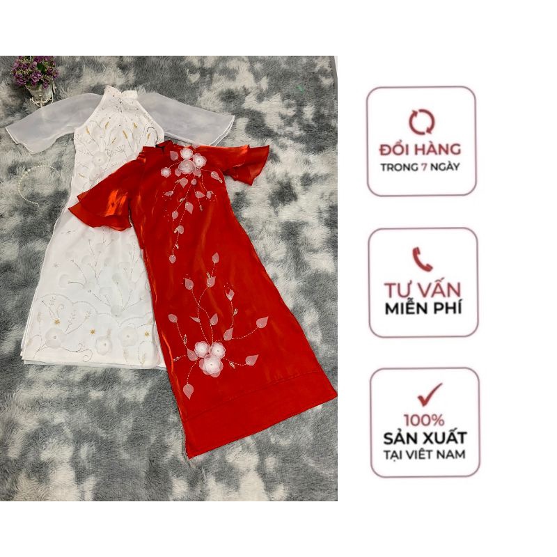 Áo dài cách tân nữ đính đá thêu hoa 3D-Áo dài cách tân đẹp