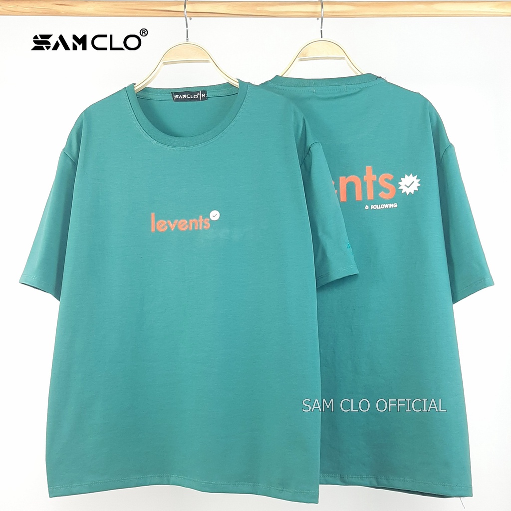 Áo thun nam nữ tay lỡ SAM CLO form rộng Unisex, mặc cặp, nhóm dấu tích chữ LEVENTS - 80% COTTON