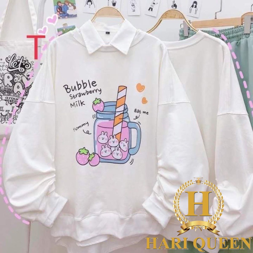 Áo nỉ cổ tròn cốc nước Bubble HARIQUEEN