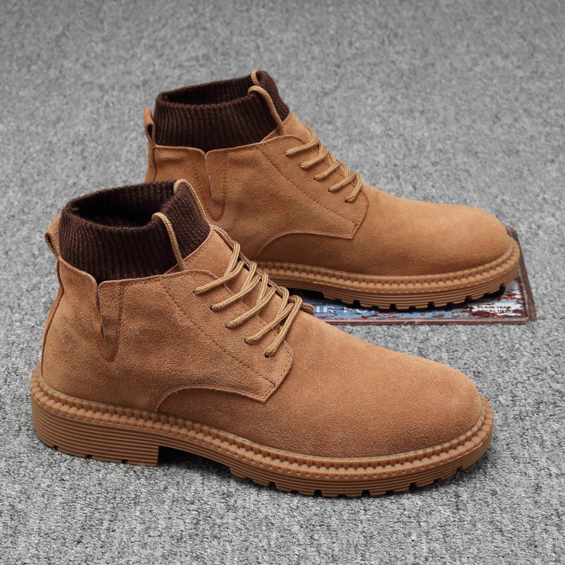 Giày cao cổ nam GC311, chất liệu da lộn cổ len độc đáo phong cách Streetwear Hàn Quốc Cá tính