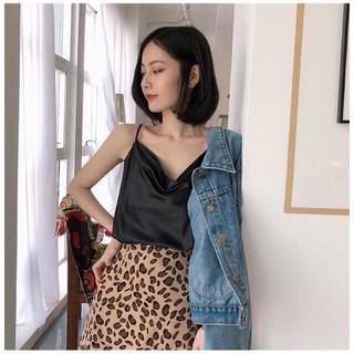 Áo lụa hai dây cổ đổ sang chảnh
