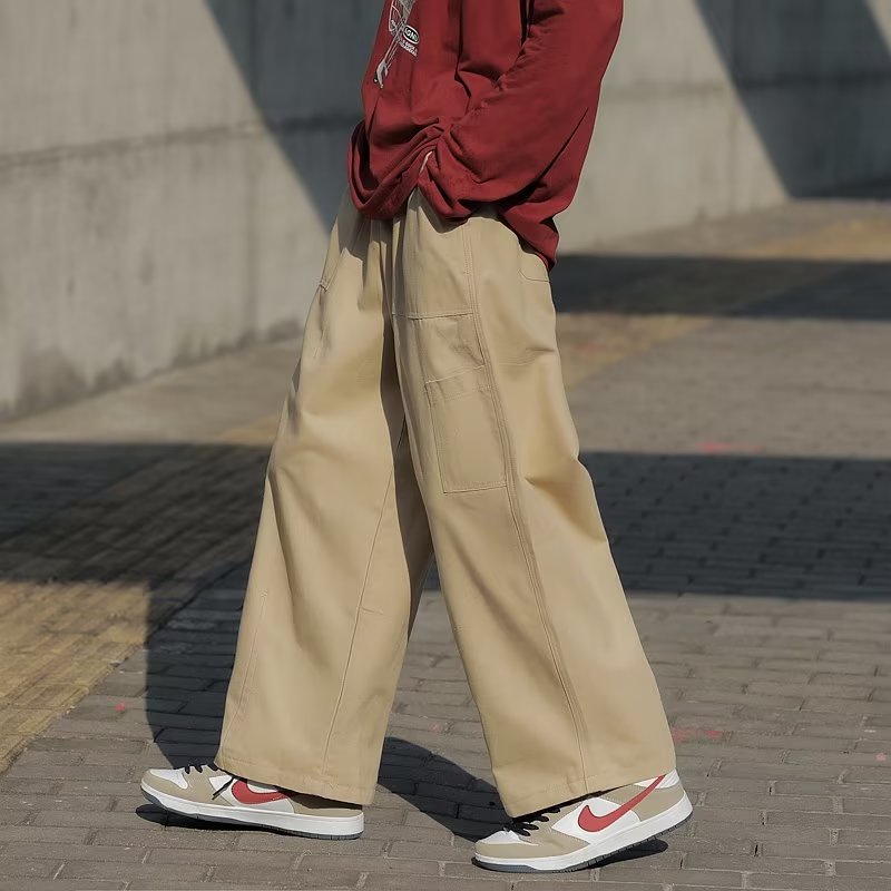 Quần ống rộng Dáng Suông Bằng Vải Cotton Dày Dặn Thời Trang Mùa Thu Kiểu Nhật Bản Hàng Mới Dành Cho Bạn Nam