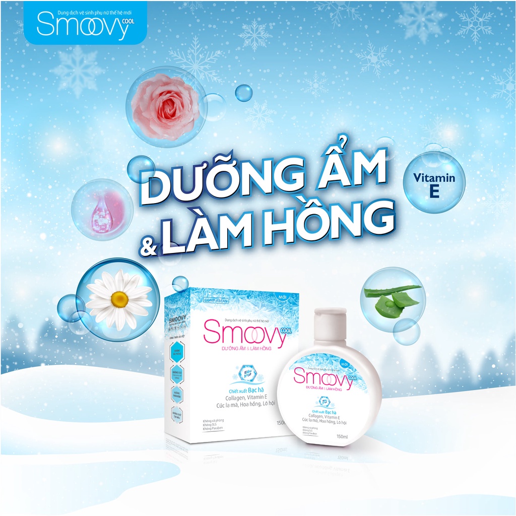 Dung dịch vệ sinh phụ nữ Smoovy Bạc Hà mát lạnh sảng khoái 150ml