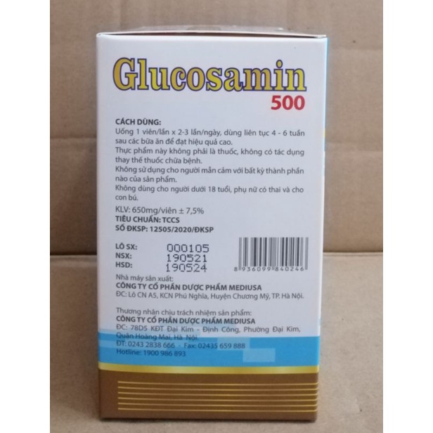 Glucosamin 500 SMS giảm đau xương khớp cấp và mãn tính