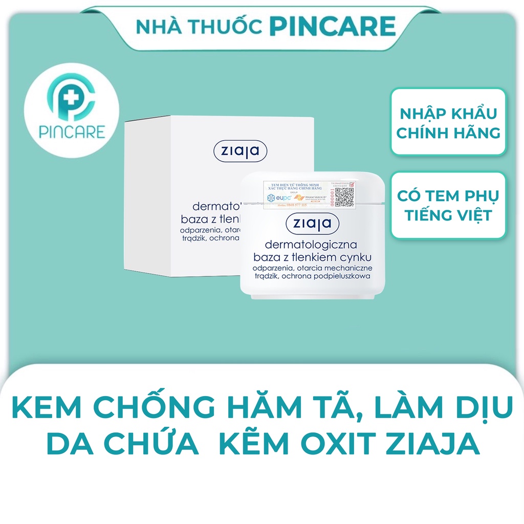 Kem kẽm oxit Ziaja 13% - Ziaja Dermatological Base with Zinc Oxide 80g - Hàng chính hãng - Nhà Thuốc PinCare