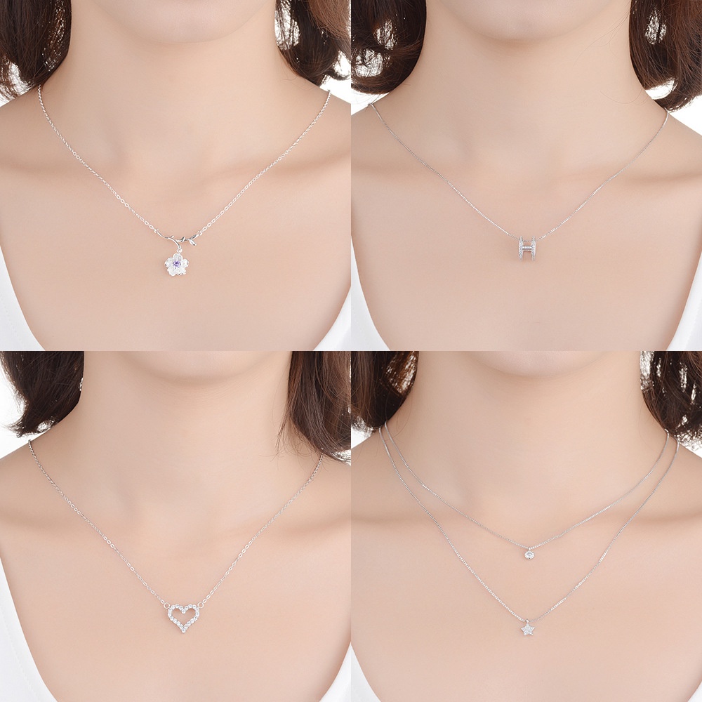 Dây chuyền bạc nữ đính đá thời trang đơn giản