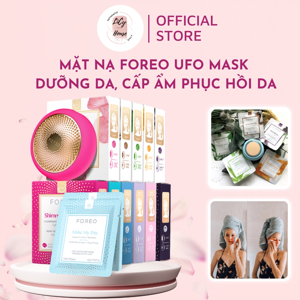 Mặt nạ Foreo Ufo Mask dùng cho các dòng máy UFO giúp dưỡng da cấp ẩm phục hồi (miếng lẻ/nguyên hộp)