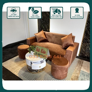 Chọn bộ ghế sofa kèm bàn trắng tròn ghế dài 1m6 kèm 2 đôn 2 gối và 1 bàn trắng tròn chân gỗ