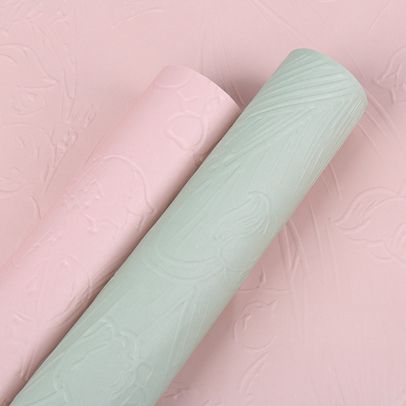 Tập 10 Tờ Giấy Kraft Gói Hoa Gói Quà Dập Hoa Nổi, Hoa 3D Kích Thước 53x40CM Loại 1 Đẹp Mê Li