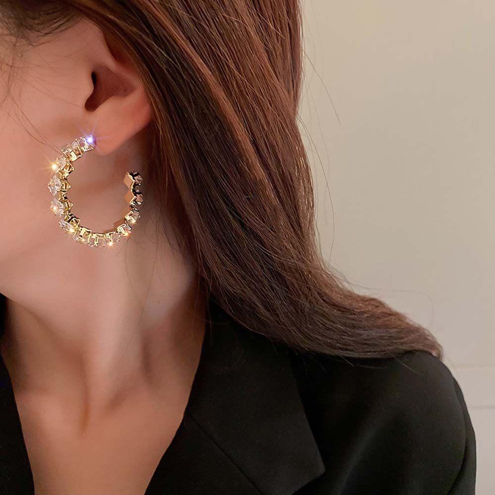 Bông Tai Mạ Bạc 925 Hình Tròn Màu Xanh Lá Đơn Giản Thanh Lịch|Bông Tai Kim Hình Tròn Thời Trang Nữ Tính