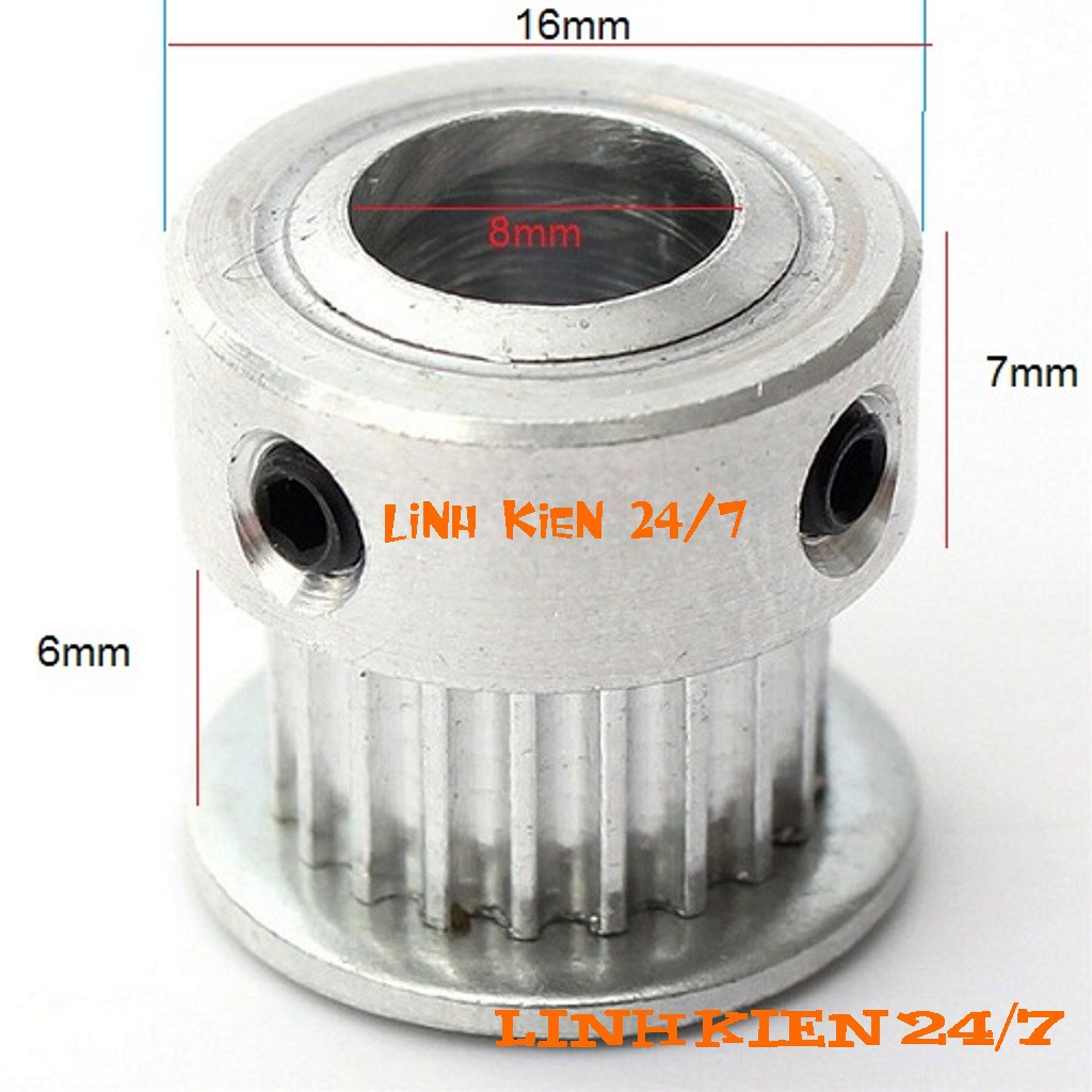 Puly Bánh Răng Nhôm 20 Răng-2GT-trục 8mm