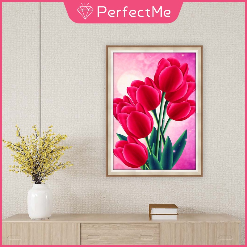 Bộ Tranh Đính Đá 5D Tự Làm Kích Thước 30x40cm Hình Hoa Trang Trí Nhà Cửa