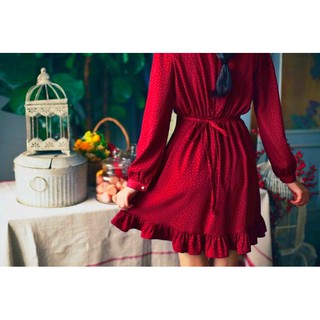 Envi Dress - Đầm chấm bi visco - Đỏ