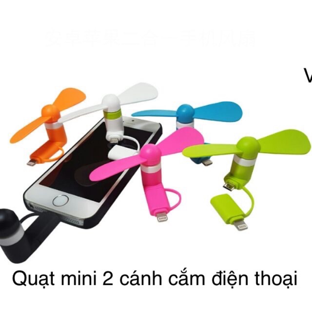 Quạt mini 2 cánh cắm điện thoại