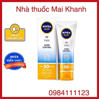 Kem chống nắng NIVEA giúp kiểm soát bóng dầu SPF50 UV Face Shine Control (50ml)