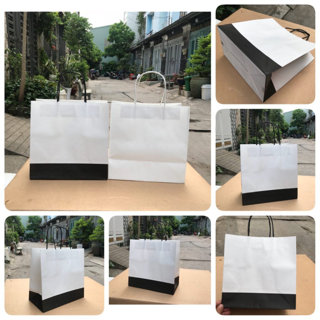50 túi giấy (mẫu số 2) size 25x25x13 cm màu trắng đựng quần áo