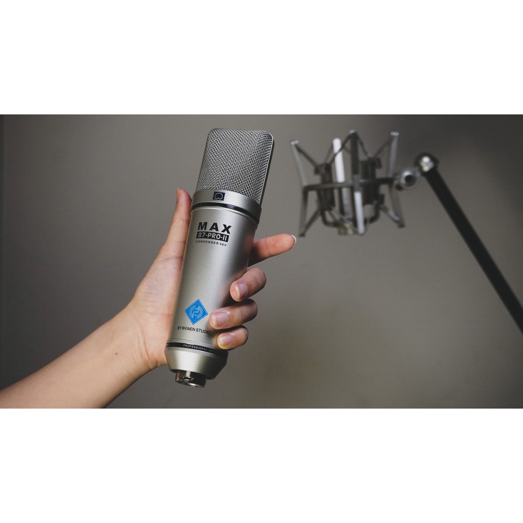 Mic thu âm Max 87-Pro-II 48V thu âm chuyên nghiệp - Condensermicrophone - Dùng cho phòng thu, livestream, karaoke