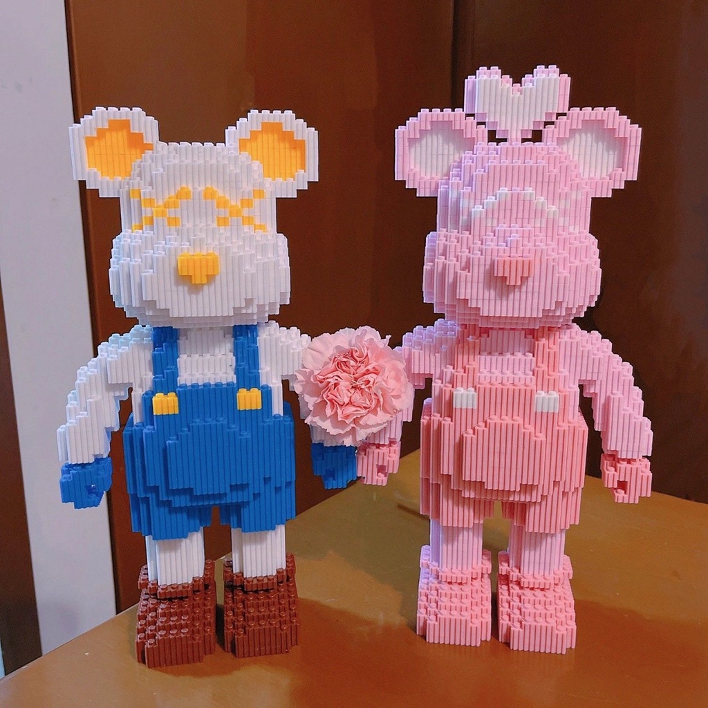 Combo 2 Mô Hình Lắp Ráp 3d Gấu Bearbrick 36cm Có Ngăn Kéo Đèn Búa Nhân Vật Khổng Lồ Size Cỡ To Lớn Chi Tiết Cute Đẹp Rẻ