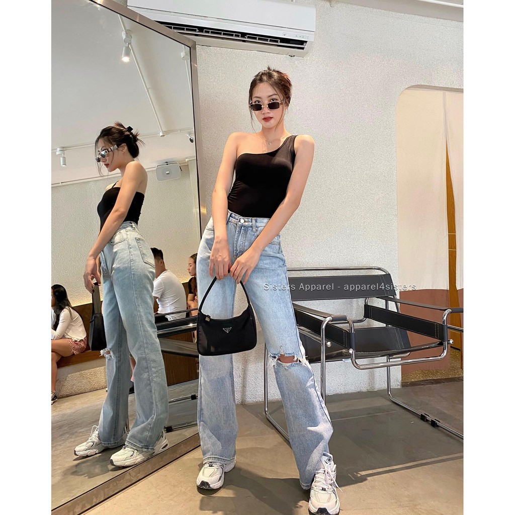 QUẦN JEANS ỐNG PASS RÁCH 1 GỐI-QJ060