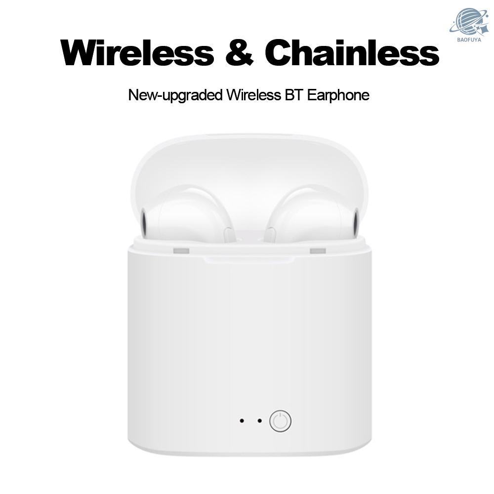 BF i7s TWS True Wireless Bluetooth Earphones Invisible Headphones In-ear Stereo Music Earbuds Multi-point Connection Hands-free w/ Mic Charging Box Compatible with iPhone Android Phones