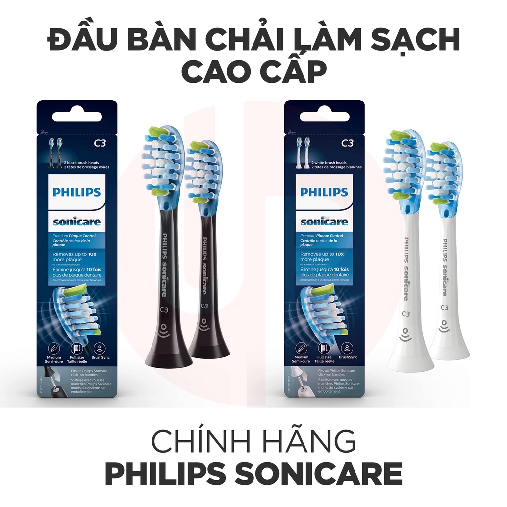 Set 2 đầu bàn chải điện thay thế Philips Sonicare C3 - Kiểm Soát Mảng Bám Tối Ưu