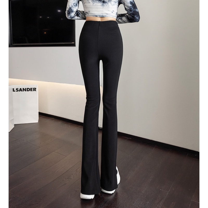 Quần dài ống loe xẻ tà thời trang mùa thu